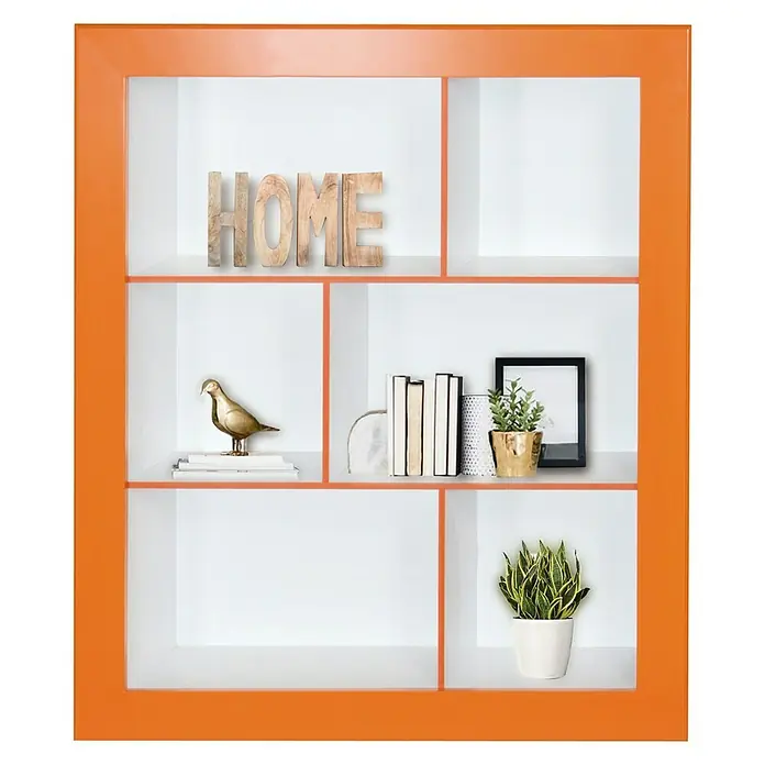 Phönix Regal Frame - L x B x H: 31,5 x 108,8 x 123,3 cm, Weiß/Orange, Traglast: 5 kg/Boden - Vorderansicht
