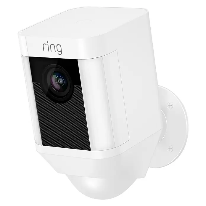 Ring Überwachungskamera Spotlight Cam Battery - Weiß, Akku, 2 Wege Kommunikation, IP64 - Vorderansicht
