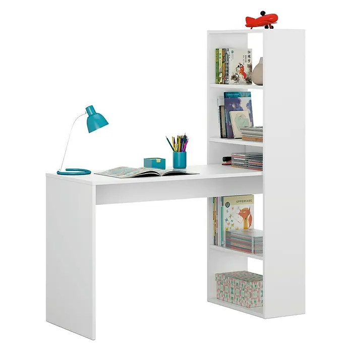 Escritorio con estantería Duplo - L x An x Al: 53 x 120 x 144 cm, Blanco