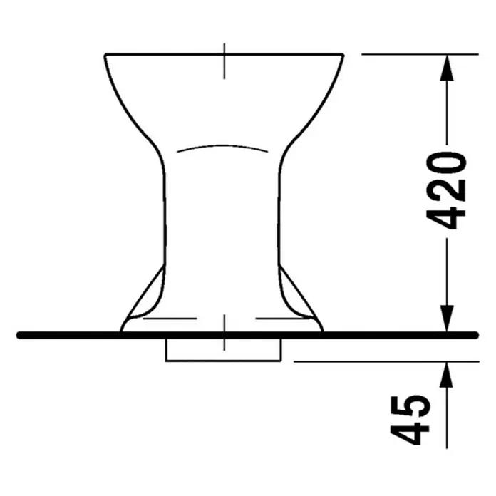 Duravit Stand-WC Duraplus - Mit Spülrand, Ohne Spezialglasur, Weiß - Skizze