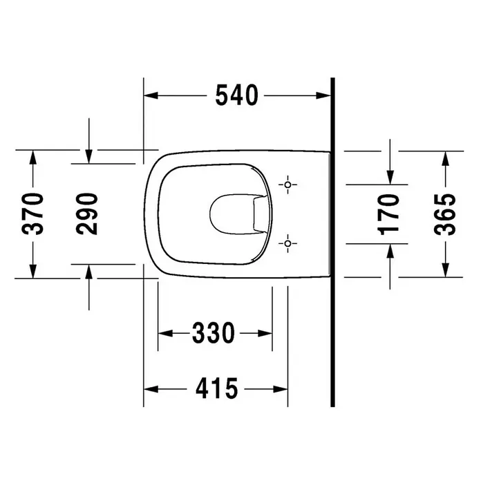 Duravit DuraStyle Wand-WC - Spülrandlos, Ohne Spezialglasur, Spülform: Tief, Sichtbarkeit Befestigung: Sichtbar, Weiß - Skizze