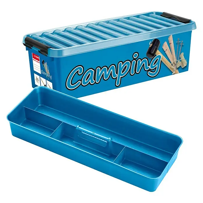 Sunware Aufbewahrungsbox Q-Line - L x B x H: 48,5 x 19 x 14,7 cm, Kunststoff, Blau - Linke Seitenansicht