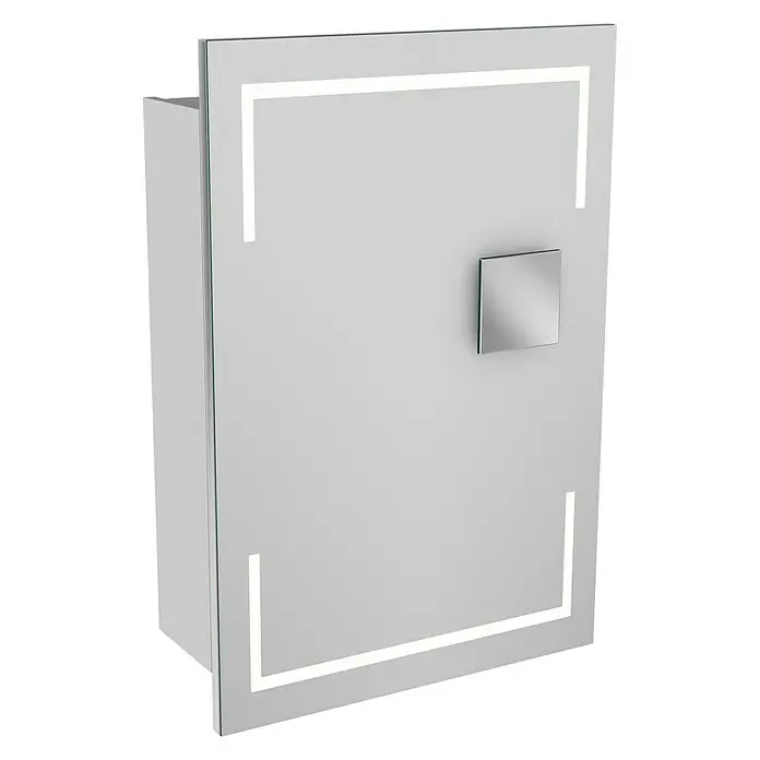 Camargue Stella LED-Spiegelschrank - B x H: 51 x 73,7 cm, Anschlag: Links, Mit eckigen Kanten, Spanplatte, Weiß - Linke Seitenansicht