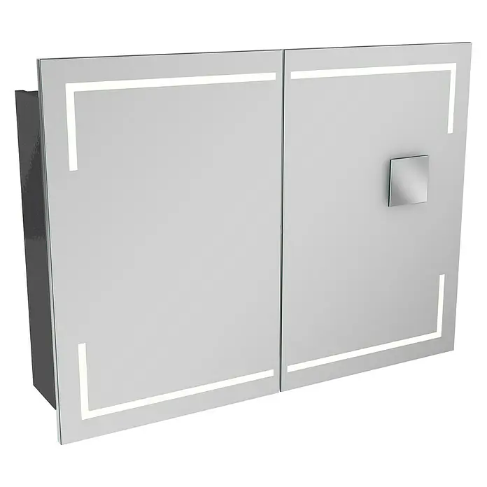 Camargue Stella LED-Spiegelschrank - B x H: 100 x 73,7 cm, Mit Beleuchtung, Mit eckigen Kanten, Spanplatte, Grafit - Linke Seitenansicht