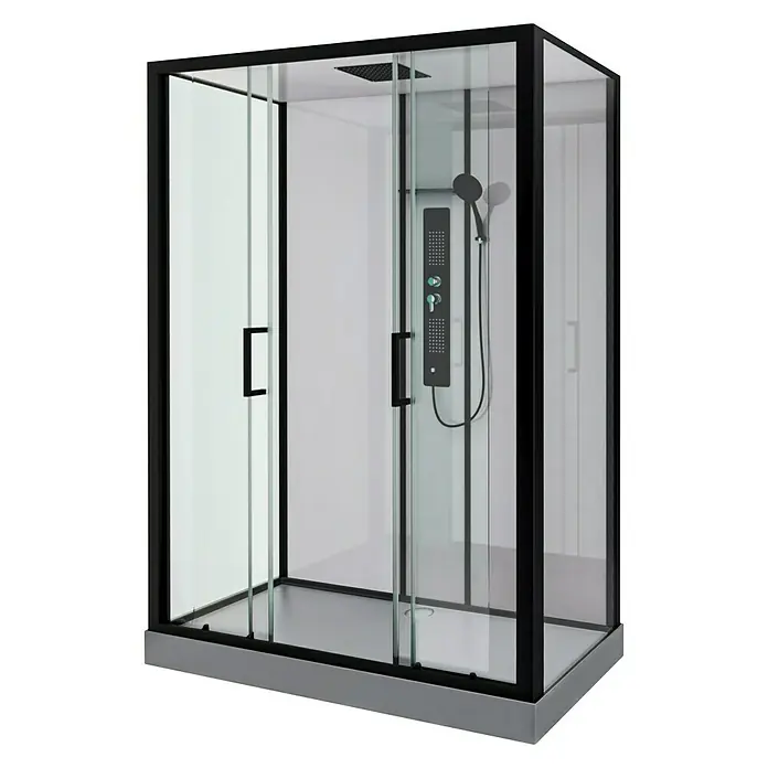 Designdusche Indus - 170 x 75 x 215 cm, Anthrazit/Silbergrau - Diagonale Ansicht
