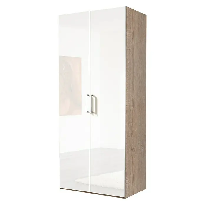 Express Möbel Drehtürschrank Brooklyn - L x B x H: 58 x 100 x 216 cm, Weiß/Sonoma Eiche, Ohne Spiegel, Lackiert - Rechte Seitenansicht