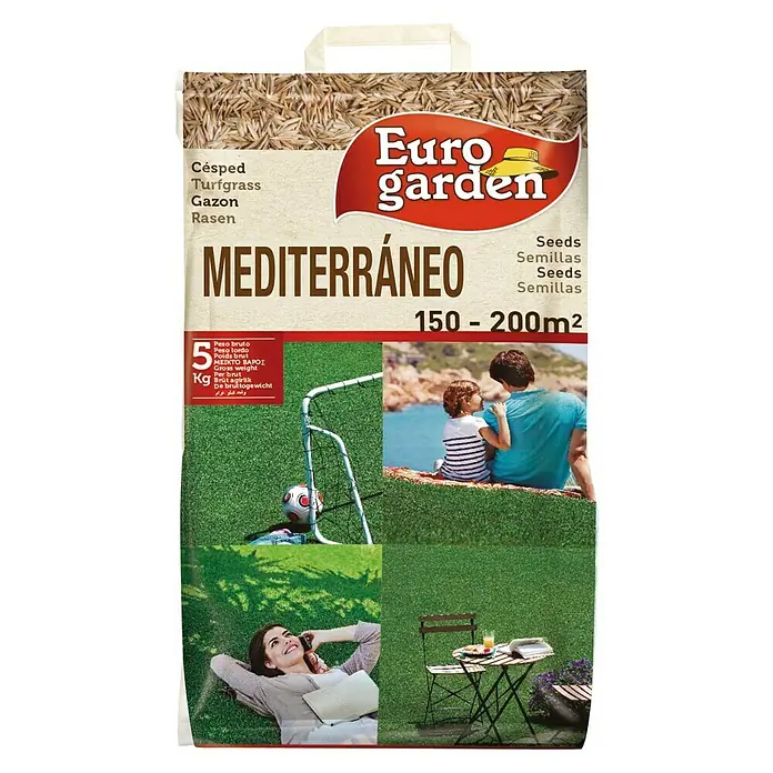 Euro Garden Semillas de césped mediterráneo - 5 kg, 200 m²