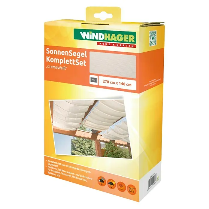 Windhager Sonnensegel Seilspanntechnik - L x B: 2,7 x 1,4 m, Cyanblau