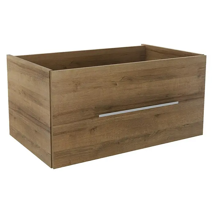 Camargue Stella Waschtischunterschrank - 79,4 x 48,9 x 39 cm, 1 Schubkasten, Ohne Beleuchtung, Berg Eiche - Linke Seitenansicht