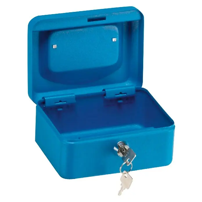 Arregui Caja de caudales C-9215 - L x An x Al: 15,2 x 11,8 x 8 cm, Asa abatible, Azul