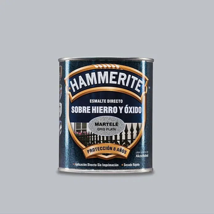 Hammerite Esmalte para metal Hierro y Óxido - Gris plateado, 750 ml, Martelé