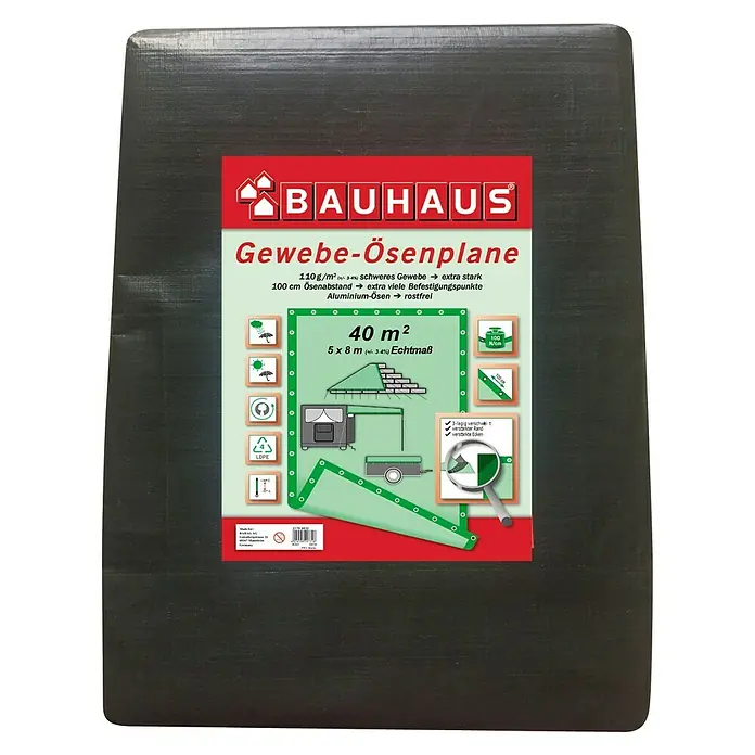 BAUHAUS Gewebe-Ösenplane - Maße: 5 x 8 m, Grammatur: 110 g/m², Kunststoff