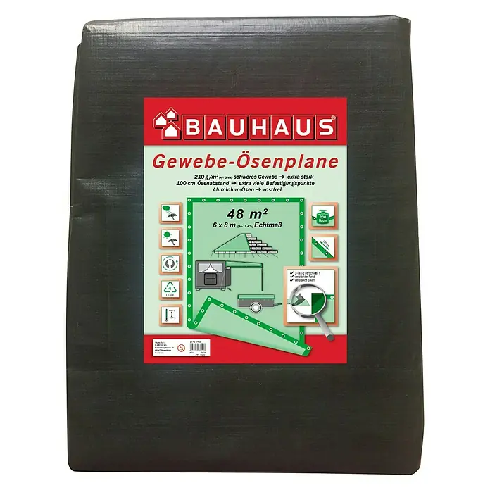 BAUHAUS Gewebe-Ösenplane - Maße: 6 x 8 m, Grammatur: 210 g/m², Kunststoff