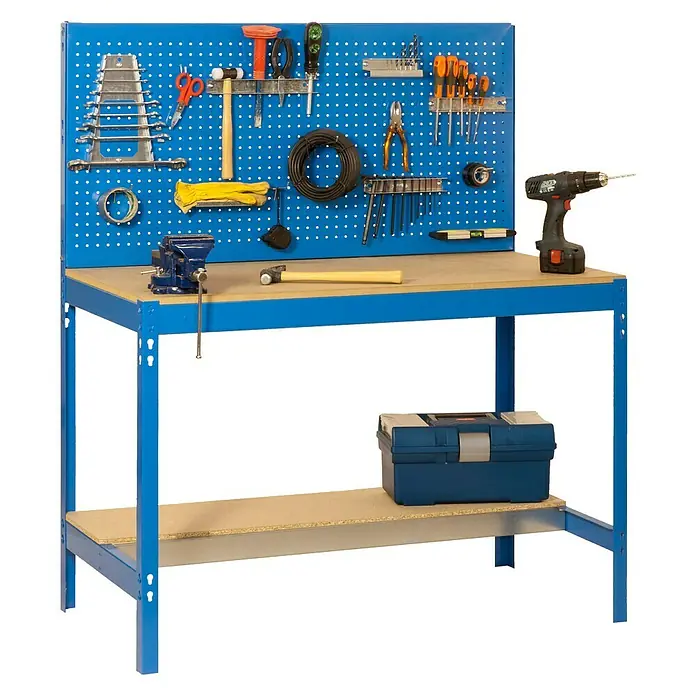 Simonrack Simonwork Werkbank BT2 900 - L x B x H: 61 x 91 x 144,5 cm, Anzahl Schubladen: 0 Stk., Blau - Ansicht von oben