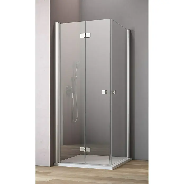 GEO Hit Eckdusche B-E410 - 100 x 80 x 202,2 cm, Beschichtet, Stärke: 6 mm, Silber - Vorderansicht
