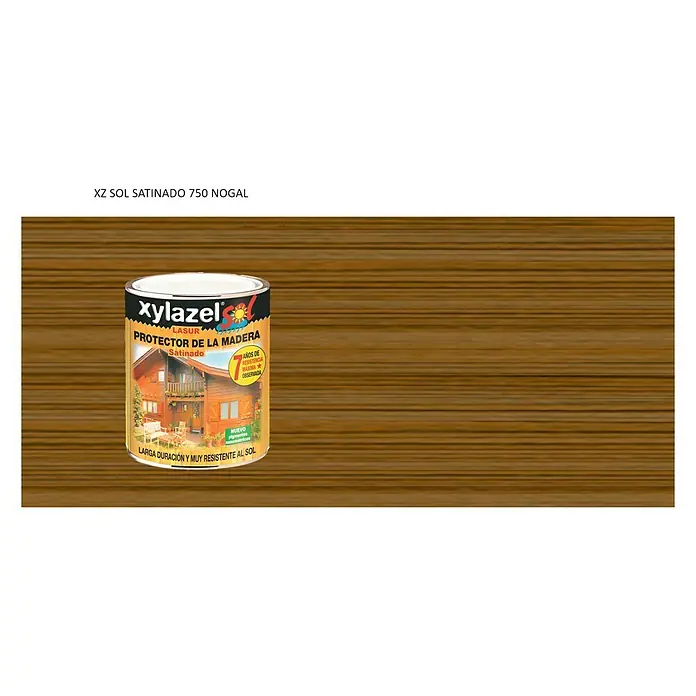 Xylazel Protección para madera lasur Sol - Nogal, 750 ml, Satinado