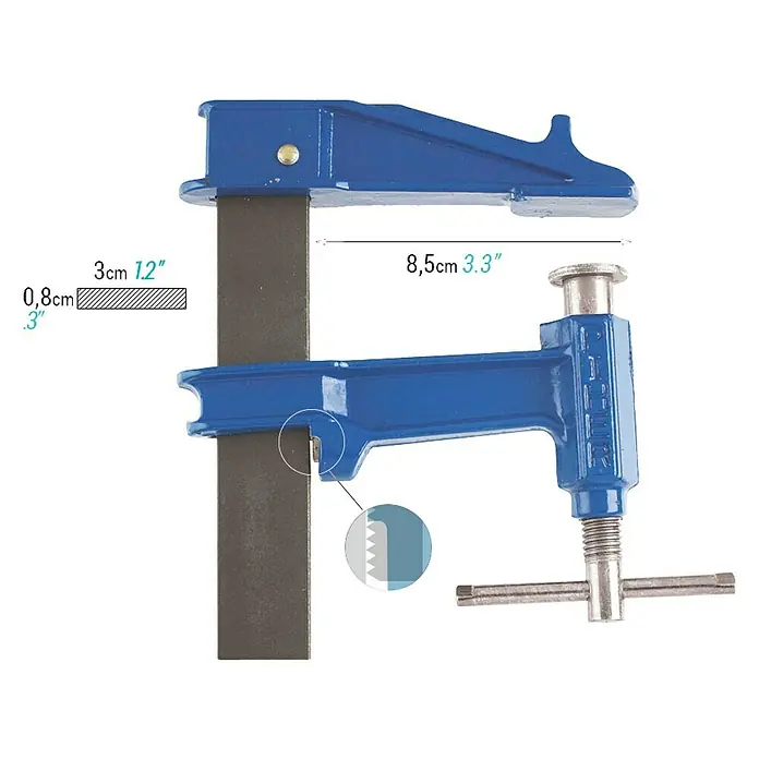 Piher Sargento de fundición E-15 - Anchura de sujeción: 150 mm, Apertura máxima: 85 mm