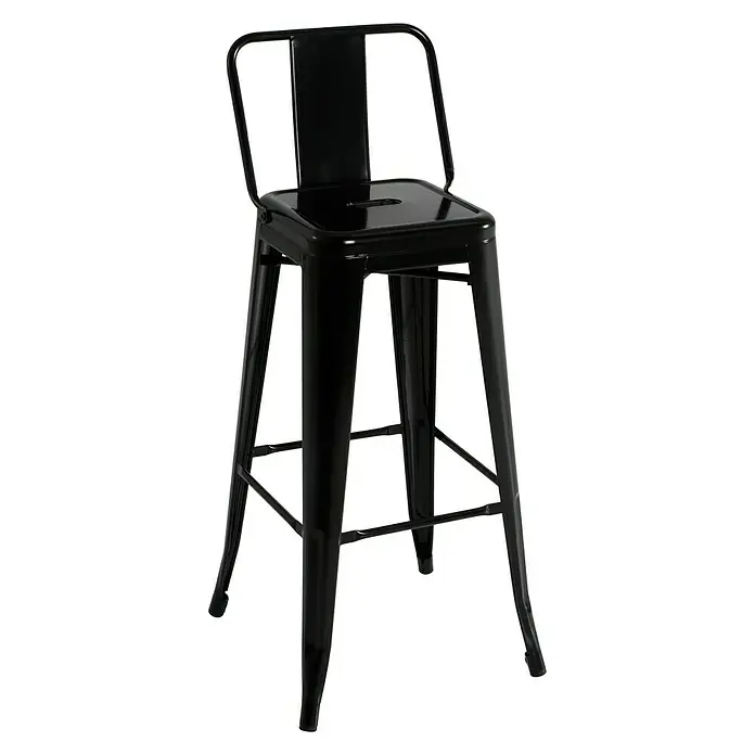 Taburete alto con respaldo - L x An x Al: 43 x 43 x 95 cm, Negro