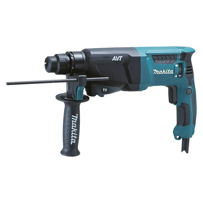 Makita Bohrhammer HR2601J - 800 W, Leerlaufdrehzahl: 0 U/min - 1.200 U/min, Einzelschlagstärke: 2,4 J - Linke Seitenansicht