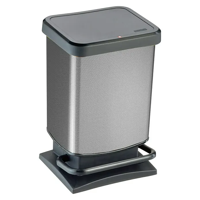 Cubo con pedal Paso carbono - 20 l, Gris/Negro, Rectangular, Plástico