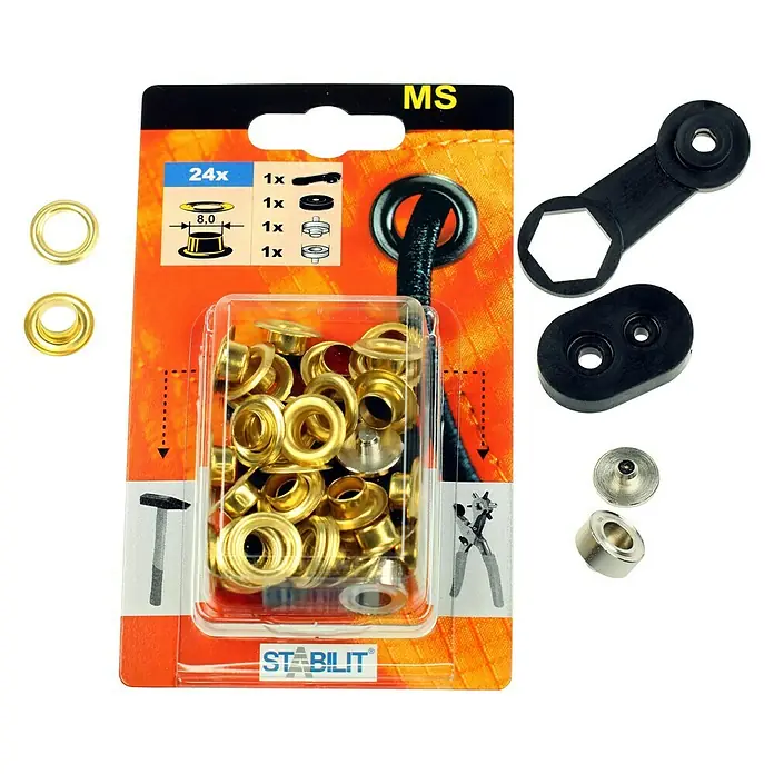 Stabilit Öse - Durchmesser: 8 mm, Vermessingt, 24 Stk. - Vorderansicht