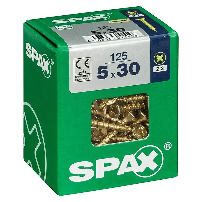 Spax Univerzalni vijak - 5 x 30 mm, Puni navoj, 125 kom - Pogled s lijeve strane