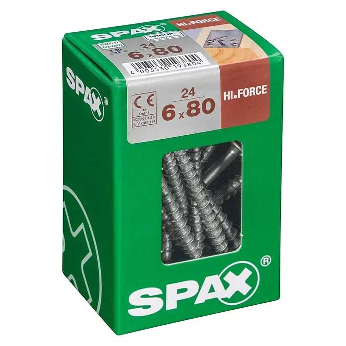 Spax Vijak s ravnom glavnom HI.FORCE - Ø x D: 6 x 80 mm, Površina WIROX, T-Star plus, 24 kom - Pogled s lijeve strane