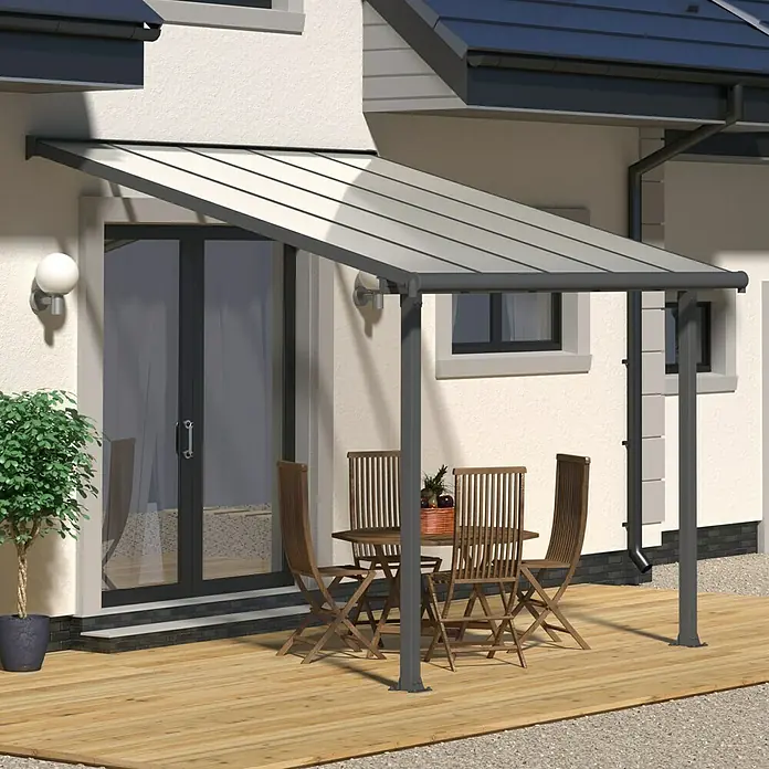 Palram – Canopia Terrassenüberdachung Olympia - Tiefe: 3 m, B x H: 3,07 x 2,1 m, Anthrazitgrau
