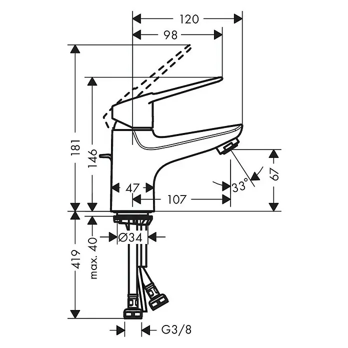 Hansgrohe Novus Loop Waschtischarmatur 70 - Chrom - Detailaufnahme