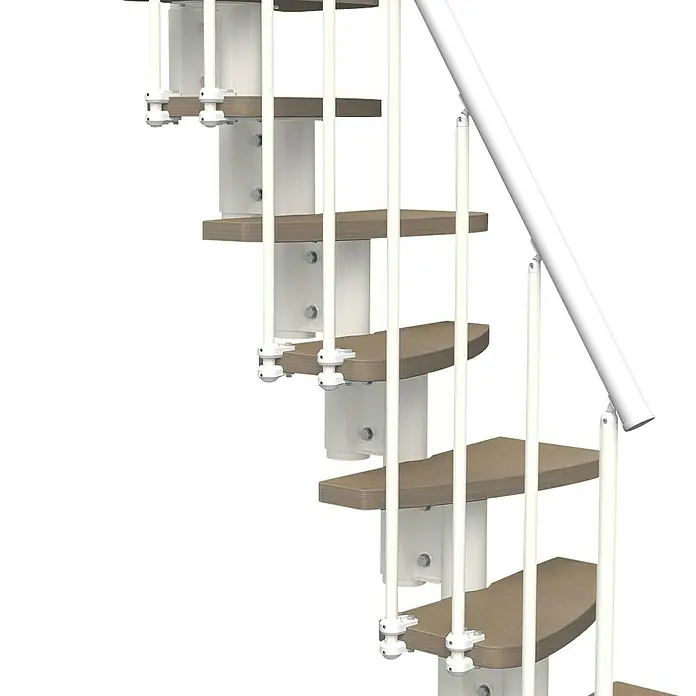Fontanot Raumspartreppe Zen 2 - Breite: 61 cm, Weiß, Anzahl Steigungen: 13 Stk., Farbe Stufen: Birke Ulme Hell, Geschosshöhe: 250 cm - 304 cm - Linke Seitenansicht