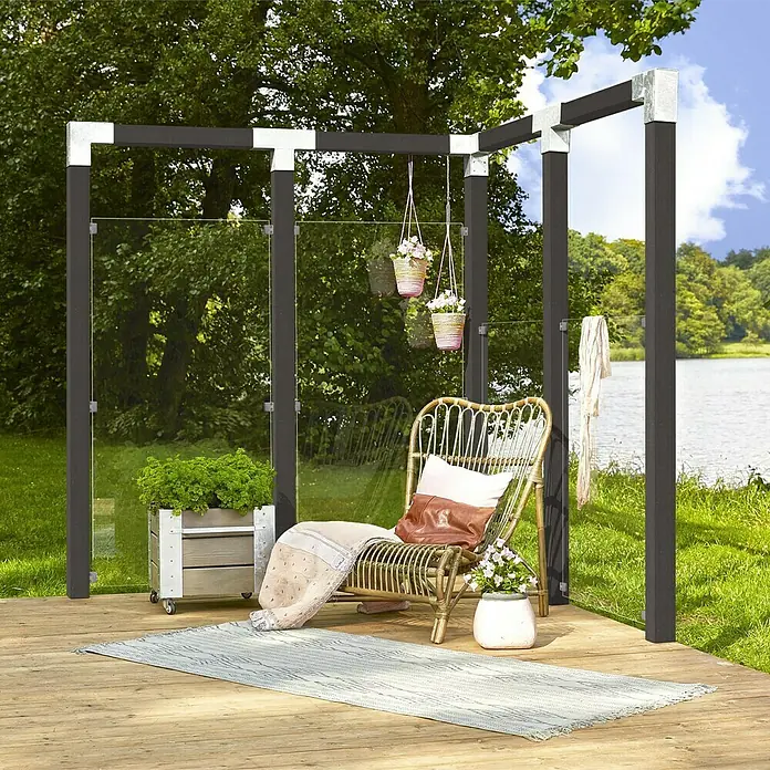 Plus Sichtschutzelement Futura Klar - 90 x 180 cm, Glas, Transparent - Stimmungsaufnahme
