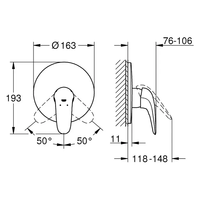 Grohe Eurostyle Solid UP-Brausearmatur - Weiß, Glänzend