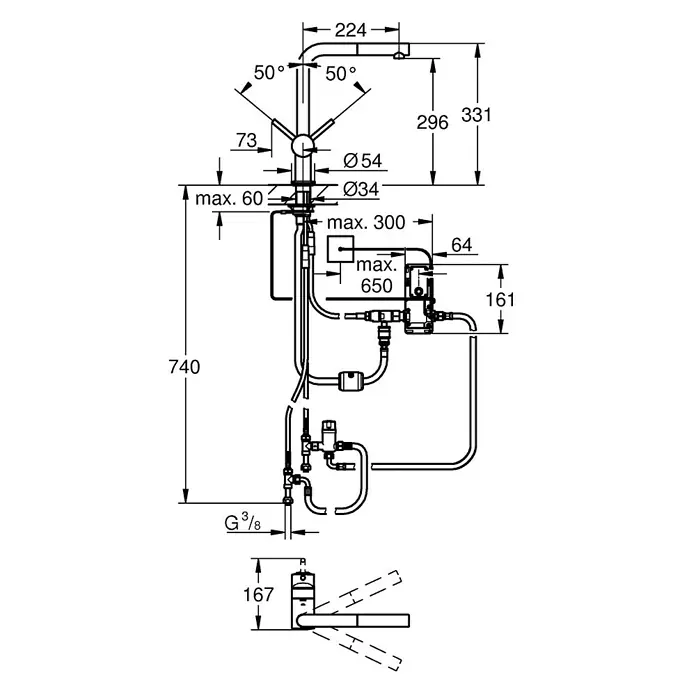 Grohe Spültischarmatur Minta Touch - Touch-Wasseraktivierung, Edelstahl, Matt