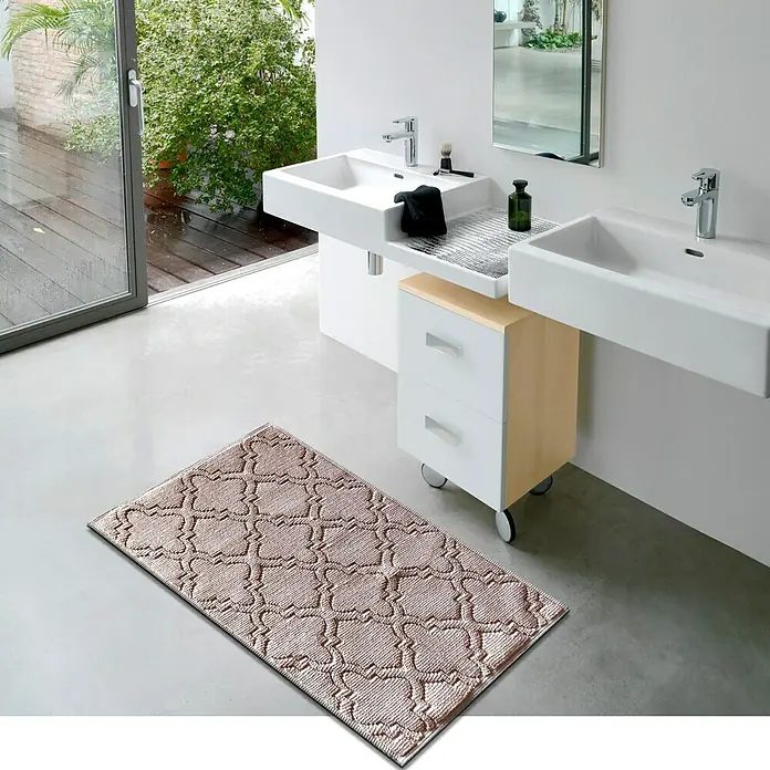 Badteppich Retro - 50 x 80 cm, Retro/Rosa, 100 % Baumwolle - Stimmungsaufnahme