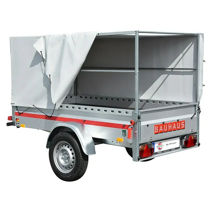Stema Aanhanger BH-R 750 Dekzeil - Belasting: 608 kg, Enkele as, Binnenmaat kast: 201 x 108 x 110 cm met hoog dekzeil, 201 x 108 x 33 cm, Ongeremd - Vooraanzicht
