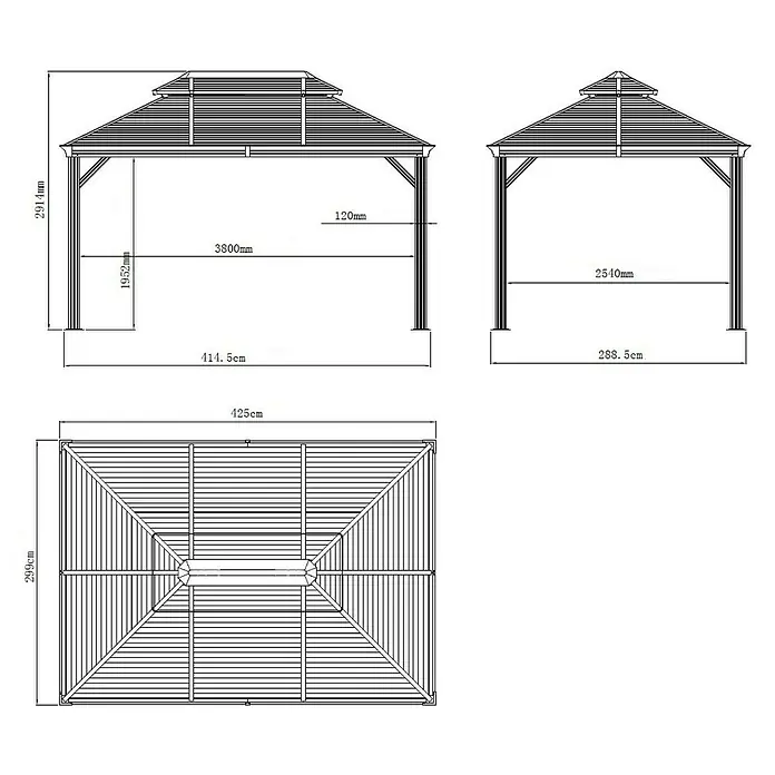 Sojag Pavillon Mykonos 10 x 14 - 299 x 425 x 292 cm, Anthrazit - Detailaufnahme