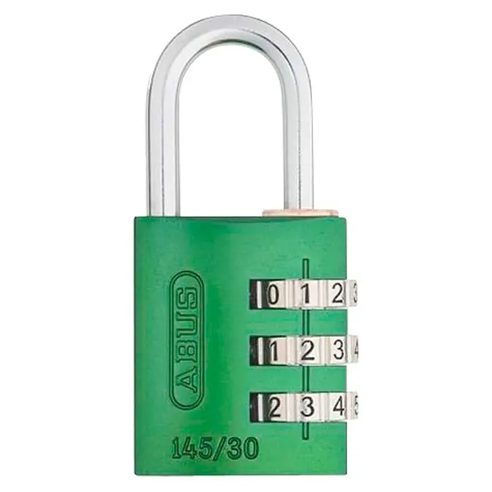 Abus Candado con combinación 145/30 - An x L: 31,5 x 65 mm, Aluminio, Número de dígitos en combinación: 3 ud., Verde