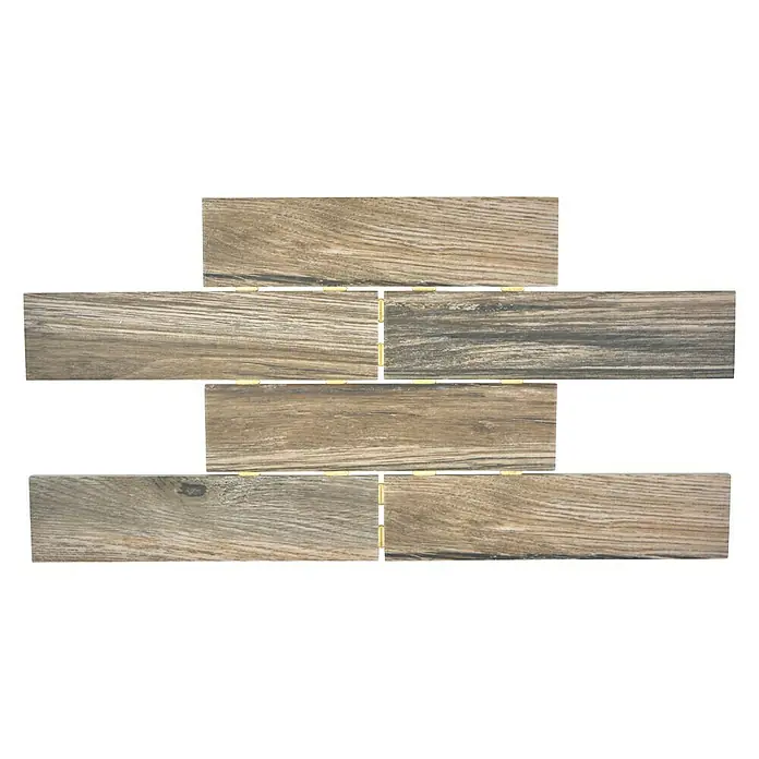 Mosaikfliese Brick Oak Mink CDJ 09BR - 25,2 x 36,7 cm, Dunkelbraun, Matt - Ansicht von oben