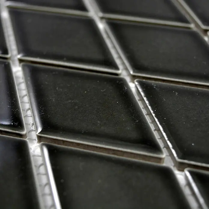 Mosaikfliese Diamant DS B08S - 26,6 x 30,75 cm, Schwarz, Glänzend - Detailaufnahme