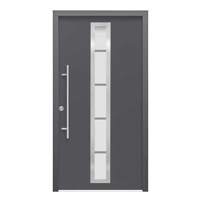 Splendoor Haustür Thermodoor SP70A - 110 x 210 cm, DIN Anschlag: Links, Anthrazit - Vorderansicht