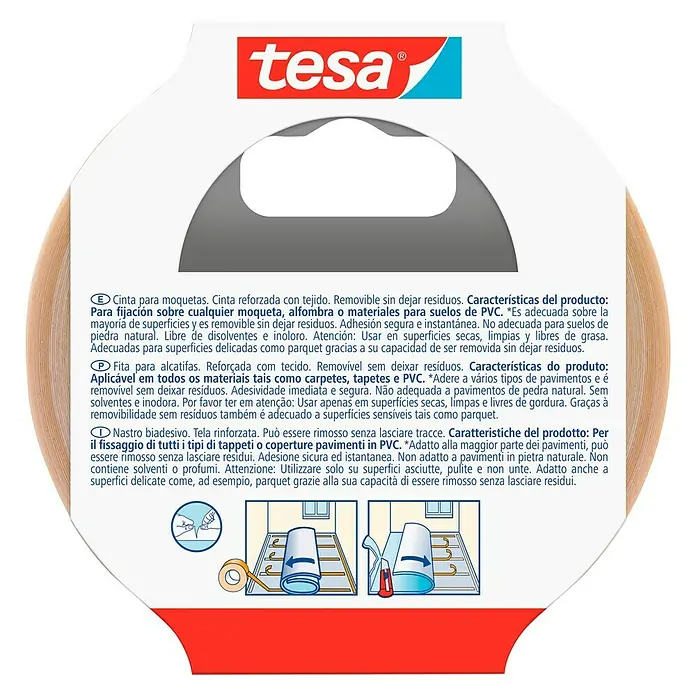 Tesa Cinta de doble cara para moquetas - 10 m x 50 mm