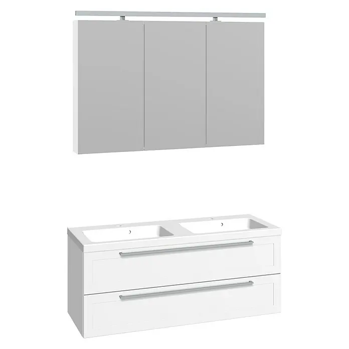 Scanbad Delta Badmöbel-Set Aura mit Lichtregler - 120 cm, Weiß, Matt