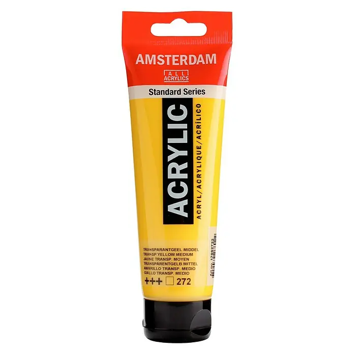 Talens Amsterdam Pintura acrílica Standard - Amarillo transparente medio, 120 ml, Tubo