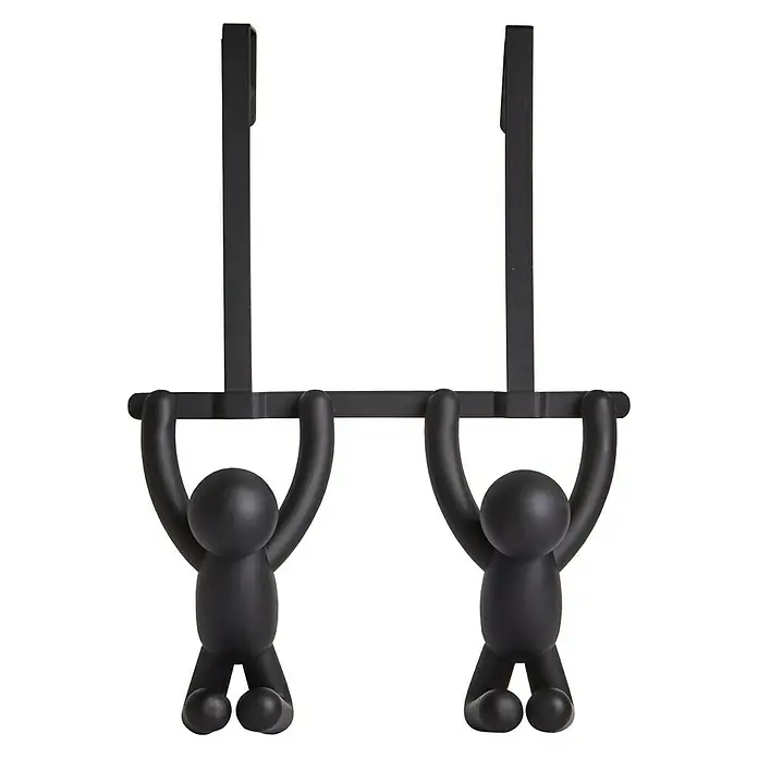 Umbra Türgarderobe Buddy - L x B x H: 22 x 6 x 32 cm, Anzahl Haken: 2 Stk., Schwarz - Vorderansicht