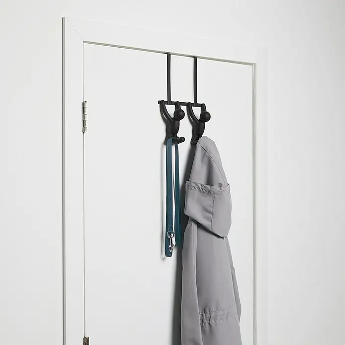 Umbra Türgarderobe Buddy - L x B x H: 22 x 6 x 32 cm, Anzahl Haken: 2 Stk., Schwarz - Stimmungsaufnahme