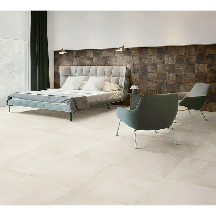 Pavimento porcelánico X-Beton - 61 x 61 cm, Arena, Rectificado, Efecto cemento