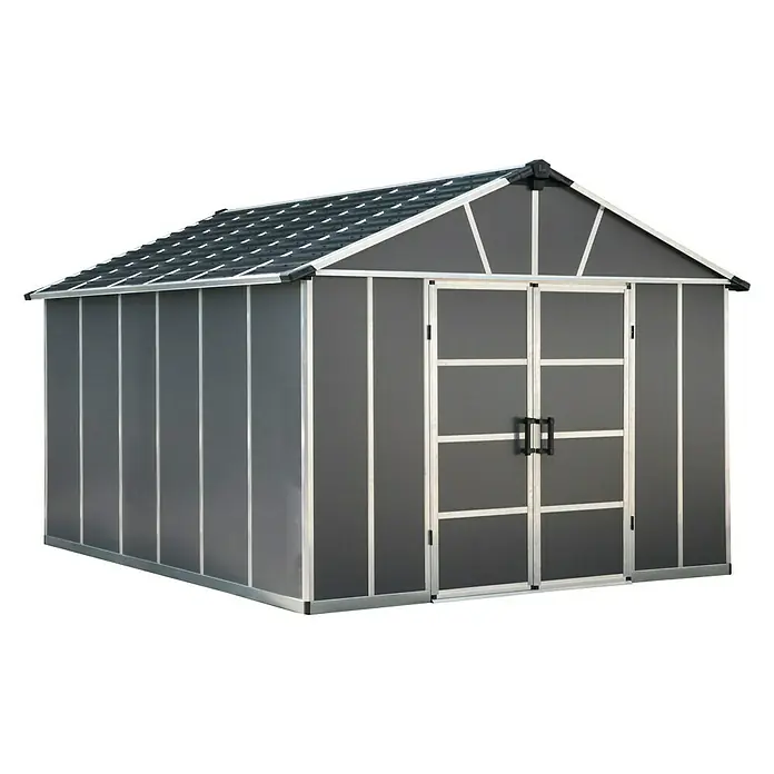 Palram – Canopia Yukon Gerätehaus - Aluminium, Grau, Mit Boden
