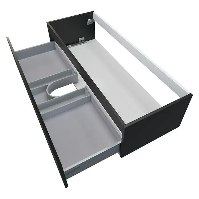 Camargue Espacio Kupaonski ormarić za nasadni umivaonik - 120 x 46 x 30 cm, 1 ladica, Gama antracit mat - Pogled sprijeda