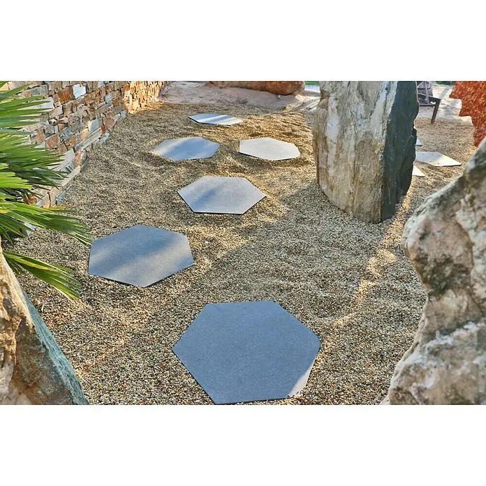 Terrassenfliese Wabe - 59 x 51 x 2 cm, Basaltgrau, Matt