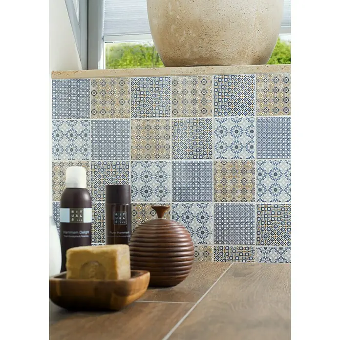 Mosaikfliese Quadrat Classico Mix - 29,8 x 29,8 cm, Mehrfarbig, Glänzend - Anwendungsbeispiel